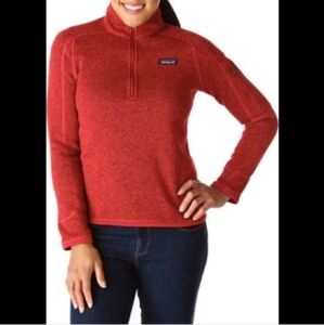 PATAGONIA WOMEN BETTER SWEATER ¼ZIP PULLOVER FLEECE JACKET Red 25617 S